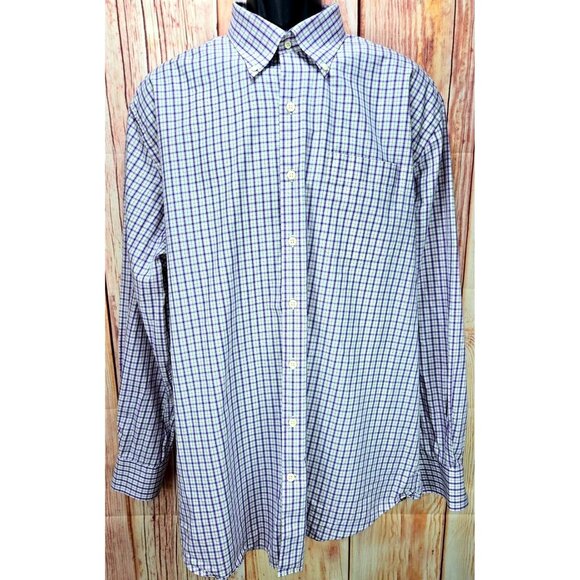 Peter Millar Mens Purple Plaid 100% Linen Button-Down Premium Dress Shirt XL - Picture 1 of 6